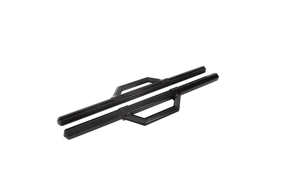 DZ66301B – DEE ZEE Nerf Bar, With Drop Down Steps Hexagonal Straight Powder Coated Gloss Black Aluminum With Welded E...
